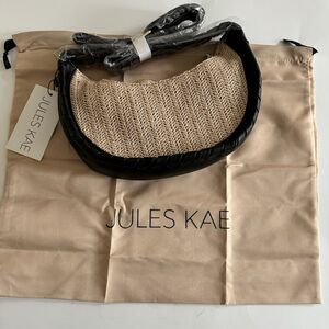 NWT  Jules Kae Black Vegan Leather And Rattan Crossbody Anthropologie Brand